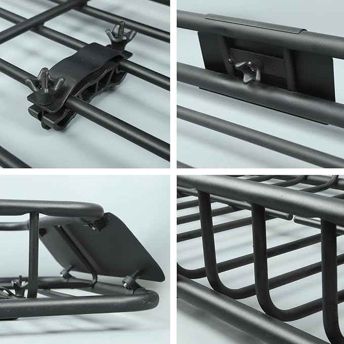 Season Guard Roof Rack Cargo Carrier Basket, 64" x 39" x 4" Heavy Duty Steel Rooftop Luggage Rack with Extension & Wind Fairing, Universal Car Top Storage for SUV, Truck, Jeep, Van, Camping Travel