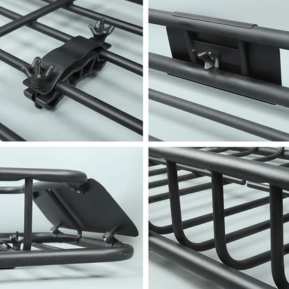 Season Guard Roof Rack Cargo Carrier Basket, 64" x 39" x 4" Heavy Duty Steel Rooftop Luggage Rack with Extension & Wind Fairing, Universal Car Top Storage for SUV, Truck, Jeep, Van, Camping Travel