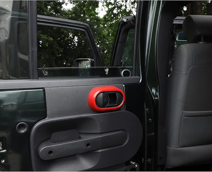 JeCar Interior Door Handle Cover Trim Interior Accessories for 2007-2010 Jeep Wrangler JK Unlimited 4 Door (Red)
