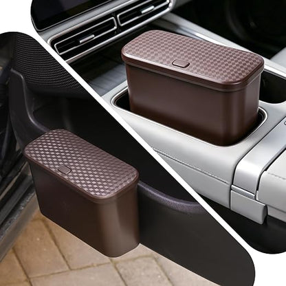 Car Trash Can, Waterproof Multi Functional Auto Trash Bin for Door/Console/Seat Back,Leak-Proof Trash Can for Car, Truck, SUV - Essential Car Accessories for Organization (brown2)