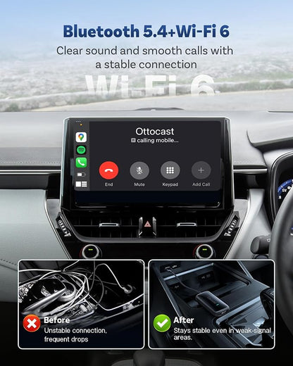 OTTOCAST 2026 Play2Video Ultra Magic AI Box Car Streaming Devices, Wireless CarPlay Android Auto Video Adapter 3 in 1 Built-in Netflix/YouTube Android 12 System