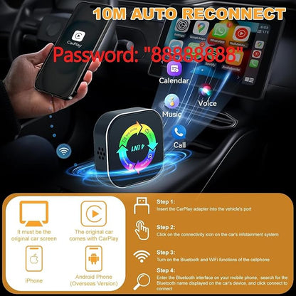 2026 Upgraded Wireless Carplay Adapter, 4 in 1 Screen Mirroring Support Mirror Link/AirPlay for Apple CarPlay & Android Auto