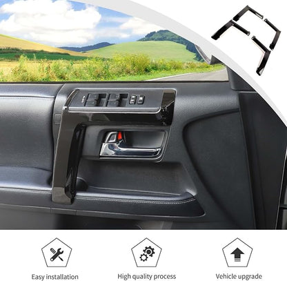 Voodonala for 4Runner Inner Door Handle Door Pull Cover Trim Decoration Garnish for Toyota 4Runner Interior Accessories 2010-2025+ 4pcs Black