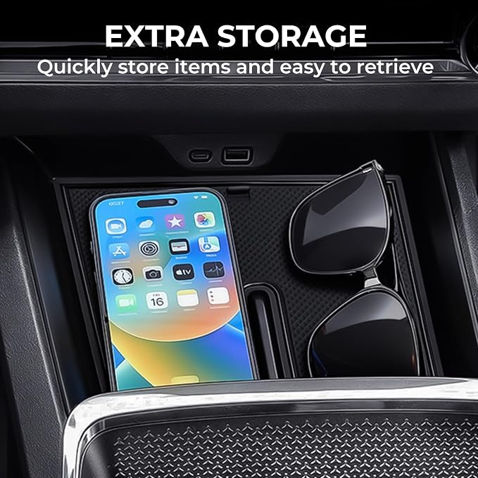 Center Console Organizer Tray for Chevrolet Equinox 2026 2025 (Not for Equinoix EV), Interior Accessories for Under Climate Controls Interior Storage Tray for 2025-2026 Equinox, Black