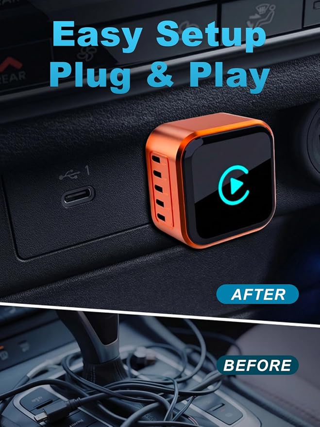 Wireless CarPlay Adapter 2026 Upgraded for iOS & Android Auto，Mini Size Wired to Wireless CarPlay, Plug & Play, Car Play Adapter Compact with USB/Type-C