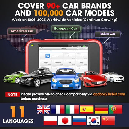 LAUNCH CRP129E 2026 OBD2 Scanner, 8 Reset Oil/EPB/TPMS/SAS/BMS/Throttle/DPF Reset, Injector Coding, ABS SRS Transmission Engine Code Reader, Lifetime Free Update Diagnostic Scan Tool, Auto VIN
