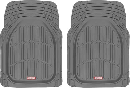 Motor Trend 2 Piece Front Car Floor Mats- Gray FlexTough Contour Liners-Deep Dish Heavy Duty Rubber Floor Mats for Car SUV Truck & Van-All Weather Protection, Universal Trim to Fit