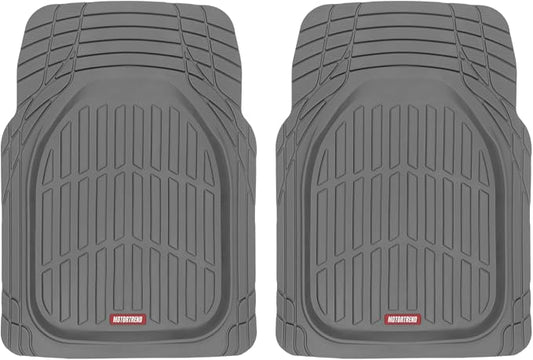Motor Trend 2 Piece Front Car Floor Mats- Gray FlexTough Contour Liners-Deep Dish Heavy Duty Rubber Floor Mats for Car SUV Truck & Van-All Weather Protection, Universal Trim to Fit