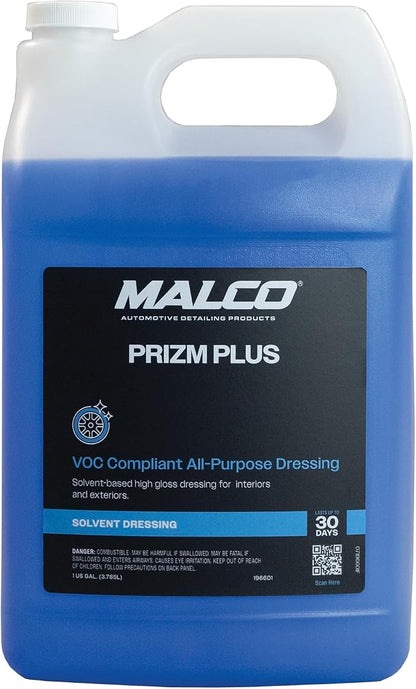 Malco Prizm Plus All-Purpose Dressing – Ultra High Silicone Formula Gives Superior Shine and Durability to Interior Rubber and Vinyl Surfaces/Protects Against Fading and Cracking/1 Gallon (196601)