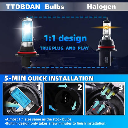 Halogen Headlights Fit For Nissan Frontier 2003-2004 Headlight Bulbs,9007/HB5 High/Low Beam + 880/881/H27 Fog Light Bright Light Combo,Plug And Play,Pack of 4 (Nissan Frontier 2003-2004)