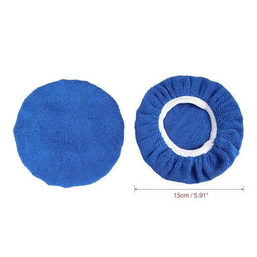 X AUTOHAUX 5pcs Car Polisher Pad Bonnet 5-6 Inch Soft Microfiber Polishing Buffing Pad Cover