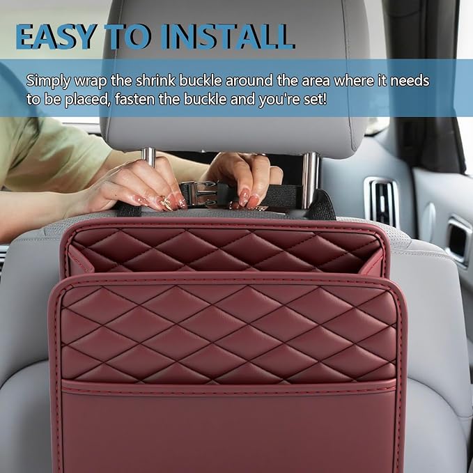 vvag Car Seat Back Organizer, PU Leather Hanging Storage Pocket with Large Capacity, Multipurpose Auto Travel Essentials Organizer for Backseat, Universal Fit for Most Cars SUVs Trucks