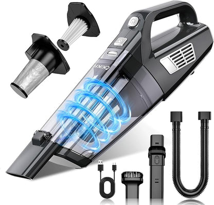 CKIKH Handheld Vacuum Cordless, 15000PA Strong Suction Hand Held Car Vacuum Cleaner Portable with Multi-Nozzles & Washable Filter, Lightweight Rechargeable Vacuum Cleaner for Home, Car, Office, Pets