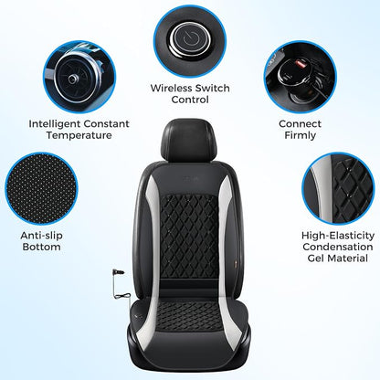 Coverado Upgraded Cooling Car Seat Cushion 8 Turbo Fans 12V-24V Ventilated Cooling Seat Cover 3 Adjustable Wind Speeds Long Lasting Coolness Summer Driving Universal Fit for Car SUV Truck Gray