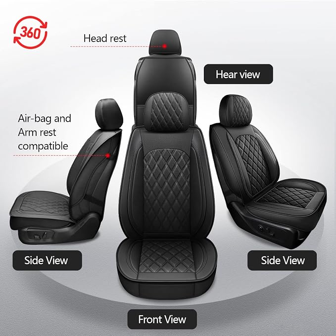 MIROZO Front Seat Covers for Ram,Waterproof Truck Seat Cover Car Seat Protector Compatible with 2009-2026 RAM 1500/2500/3500 Crew Quad Cab Pickup Cushions (2 PCS Front,Black)