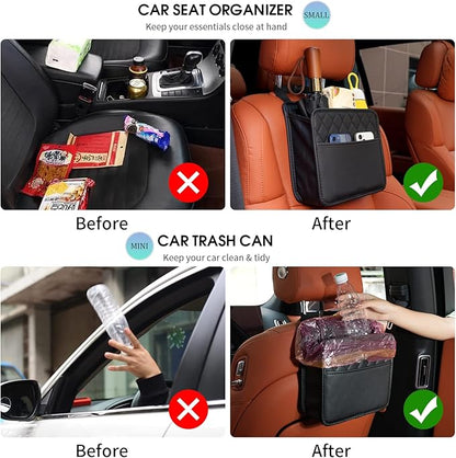 FrgKbTm 2Pack Car Seat Back Hanging Bag Car Document Holder Multi-Pocket Bottle Bag Storage Waterproof Pu Leather Box Organizer Travel Tidy Pouch Pocket Kids