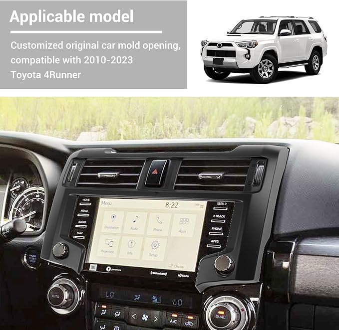 Hoolcar Dashboard Center Console Navigation Trim Panel Decoration GPS Interior Cover Trim Accessories Compatible with 2020-2023 2024+Toyota 4Runner, Matte Black