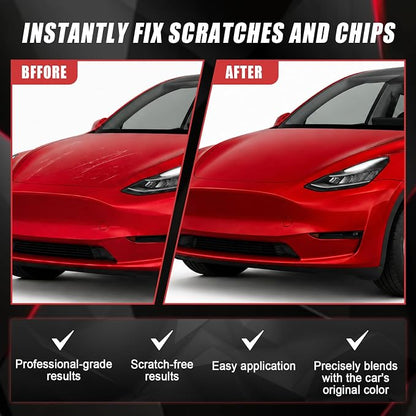 Touch Up Paint for Cars (Red Multi-Coat PPMR), Compatible with Tesla Model Y/3/X/S, 0.4 fl oz Color Accurate 2-in-1 Car Paint Scratch Repair Pen, Easy to Use, Fast-Drying, Long-Lasting