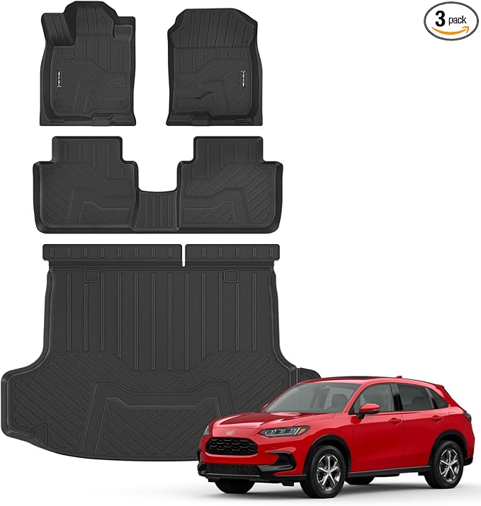 Floor Mats & Cargo Liner for 2023-2025 2026 Honda HR-V All Weather Protection TPE Rubber Floor Liners & Trunk Mat for Honda HRV 2026 Accessories, Odorless Anti-Slip, Black