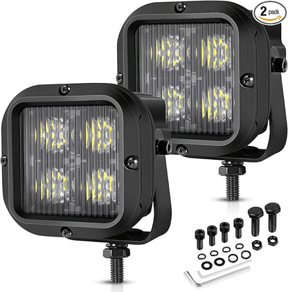LED Pods, OFFROADTOWN 3inch 80W CREE LED Pods Off Road Driving Lights Cubes Ditch Light Backup Reverse Lights for Truck Pickup Dirt Bike UTV ATV SUV Boat 4x4 Car - Driving Flood Beam