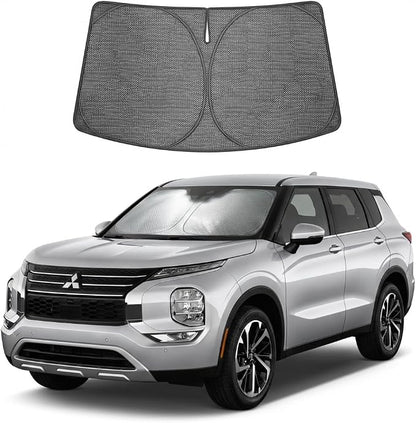 Proadsy Windshield Sun Shade Custom Fit Mitsubishi Outlander 2022-2026 Ice Crystal Black Front Window Sunshade UV and Heat Blocker Foldable Visor Keeps Car Cooler for Summer Parking and Daily Use