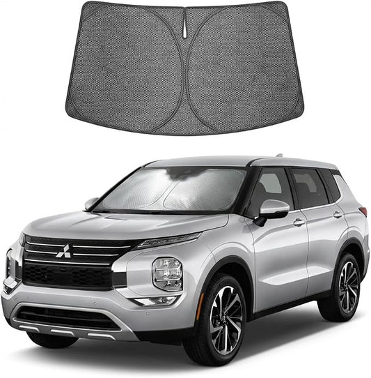 Proadsy Windshield Sun Shade Custom Fit Mitsubishi Outlander 2022-2026 Ice Crystal Black Front Window Sunshade UV and Heat Blocker Foldable Visor Keeps Car Cooler for Summer Parking and Daily Use
