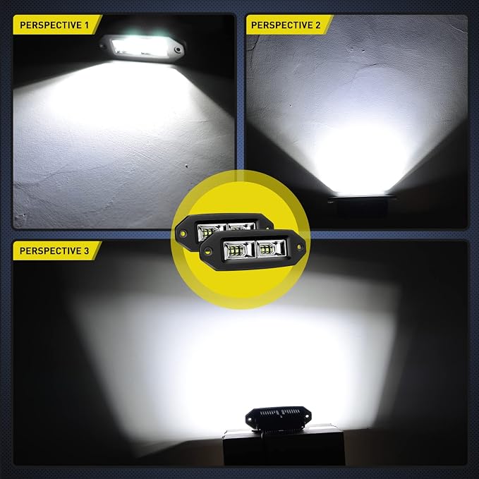 Nilight 2Pcs 40W Flush Mount LED Pods Flood LED Work Light Bar, Off Road Backup Driving Lights Fog Lamp for Jeep Bumper ATV UTV SUV Truck Boat