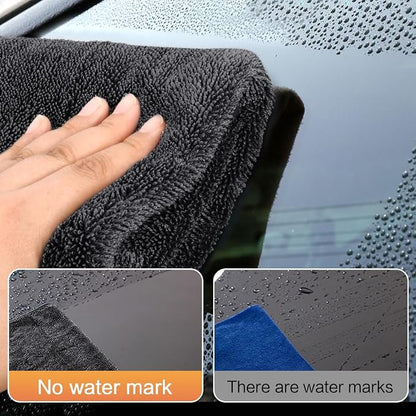 SINLAND 3-Pack Microfiber Shiny Wipes Shower Cleaning Cloths - Ultra Absorbent Drying Towel for Cars and Trucks, 600gsm, Streak-Free, Without Scratches or Water Spots 16" x 24" Dgrey