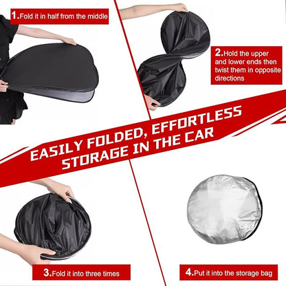 Windshield Sun Shade for 2018-2025 2026 Volkswagen VW Atlas Cross Sport Foldable Sun Sunshade for Car Front Window Blocks UV Rays and Heat Automotive Interior Protector Custom Fit Accessories