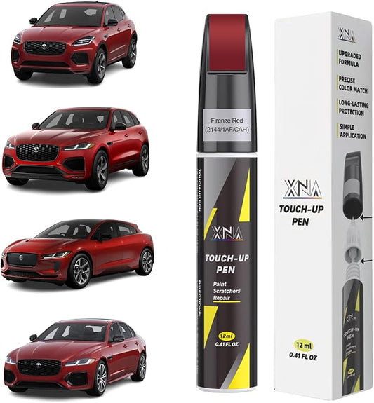 XNA Firenze Red/Italian Racing Red(2144/1AF/CAH) for Jaguar Touch Up Paint, 2 in 1 Car Scratch Remover with Pen Tip and Brush, Exact Color-Matched for Car Paint Scratch Repair, Quick & Easy Fix Chips and Nicks