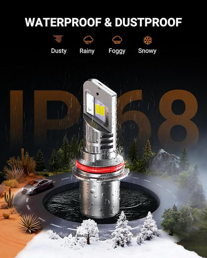 SEALIGHT Latest Upgraded 9007 HB5 LED Bulb high/low beam, 40000LM Super Bright, 60000+ Hours Service Life, 6500K Cool White, 1:1 Halogen Size Replacement Exterior Light Bulbs, Plug N Play, Pack of 2