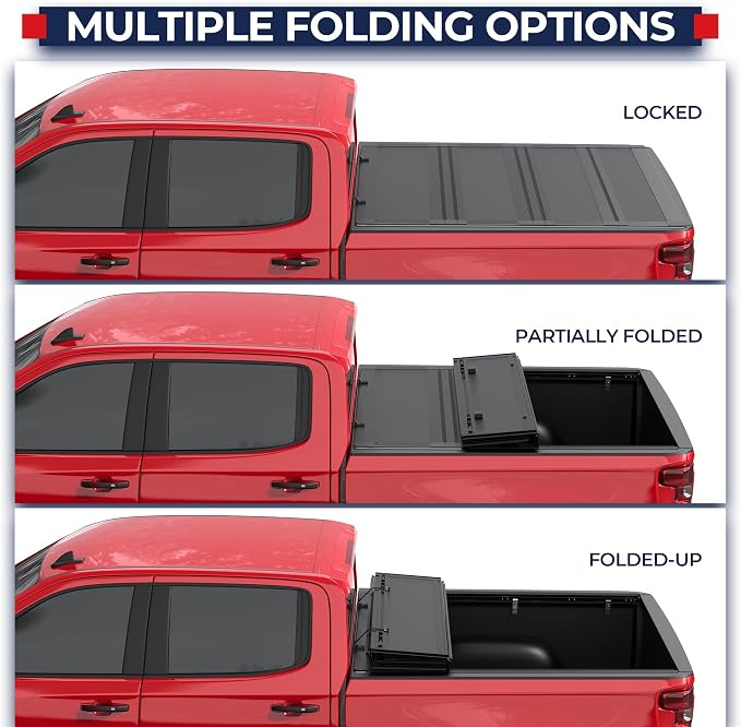 MOSTPLUS Truck Bed Tonneau Cover Compatible for Chevy Colorado 2015-2025/Compatible for GMC Canyon 2015-2025 (4-Fold Hard 5'' FT 60 inch Low Profile Bed Cover)