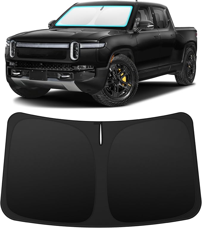 INSAUTO Custom Fit Windshield Sun Shade Accessories for Rivian R1T 2022-2026, Foldable Front Window Sunshade, UV & Heat Reflector, Keeps Interior Cool, Includes Storage Bag