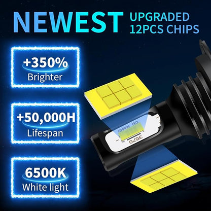 Compatible For Volkswagen Jetta Sedan 4-Door 2006-2019 Hi/Lo Beam bulbs,H7 High Low Beam white light,18000LM 500% Brighter,Turn signal bulbs(Pack of 4)