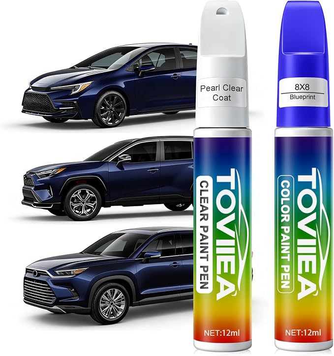 Blueprint(8X8) Touch Up Paint Compatible with TOYOTA,2-In-1 Car Scratch Remover Pen,Car Paint Scratch Repair Kit for Scratches,Chips & Nicks,2-PCS SET
