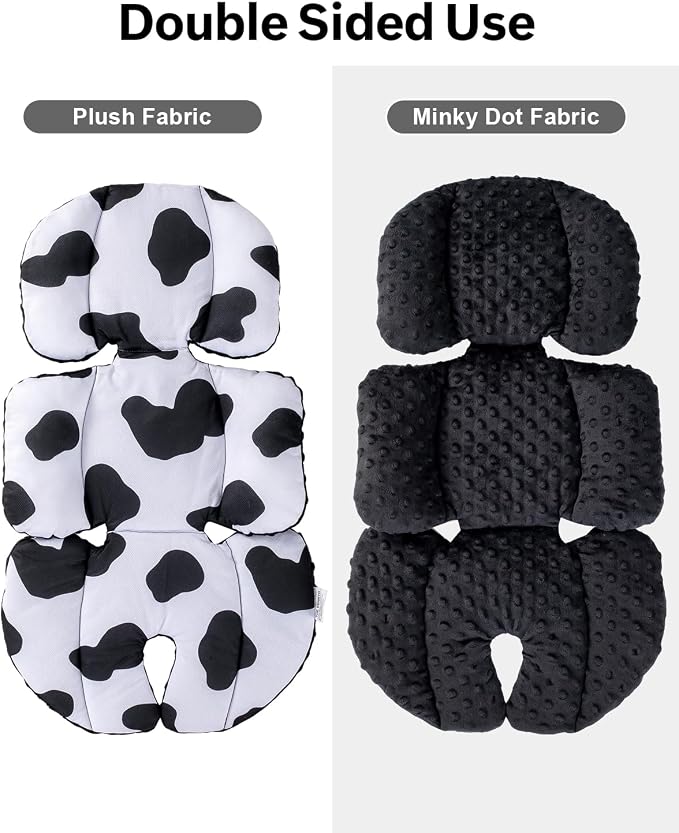 Infant Car Seat Insert with Extra Headrest for Preemie to Toddler, Adjustable Baby Car Seat Head Support with Shoulder Pads, Breathable Air Mesh & Mink Dot Newborn Carseat Insert