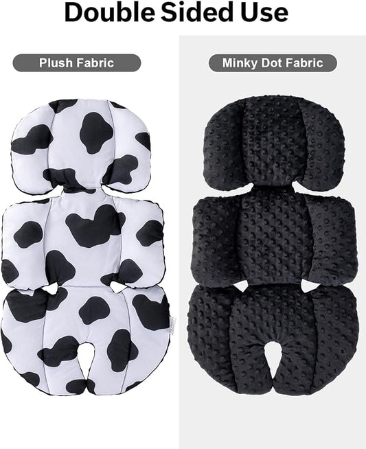 Infant Car Seat Insert with Extra Headrest for Preemie to Toddler, Adjustable Baby Car Seat Head Support with Shoulder Pads, Breathable Air Mesh & Mink Dot Newborn Carseat Insert