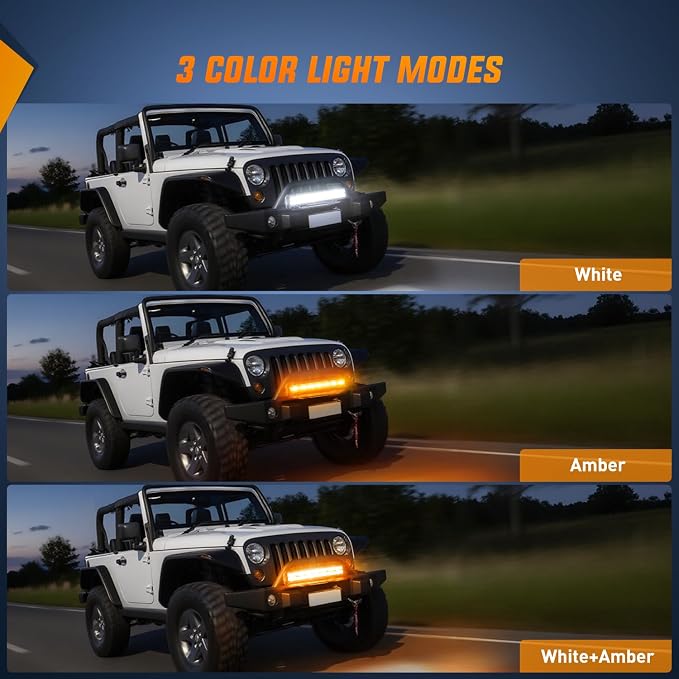 Nilight 20Inch Off-Road LED Light Bar, 420W 3 Lighting Modes (White/Amber/White&Amber) Driving Fog Light Spot Flood Lights with 16AWG Wiring Harness for Truck Car ATV SUV Jeep Boat