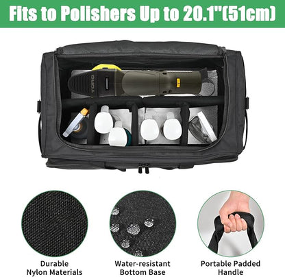 Extra Large Car Detailing Bag, Cleaning Caddy with Lid and Handle for Auto Detailing Supplies, Car Cleaning Storage Trunk Organizer for Polisher and Vehicle Wash Tools, Black