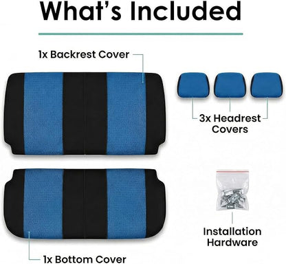 FH Group Automotive Seat Cover Trendy Elegance for Back Seat Blue Car Interior Accessories for SUV, Sedan & Van Universal Fit Combo Rear Seat Cover Split Bench Car Seat Protector for Dogs and Kids