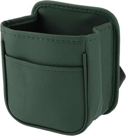 Car Trash Can Portable and Hanging 5.9" Length 3.9" Width 7.1" Height Trash Bin Faux Leather Green 1 Pcs