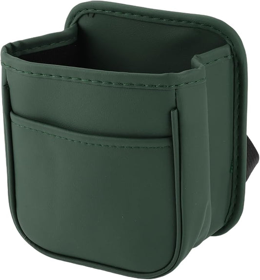 Car Trash Can Portable and Hanging 5.9" Length 3.9" Width 7.1" Height Trash Bin Faux Leather Green 1 Pcs