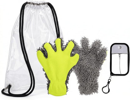 Dog Paw Cleaner Kit with Spray Bottle and Chenille Mitt | Portable paw wash set, microfiber mitt, waterproof storage bag for hiking and car trips