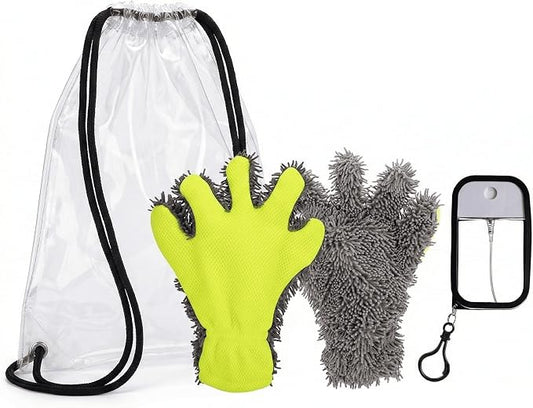 Dog Paw Cleaner Kit with Spray Bottle and Chenille Mitt | Portable paw wash set, microfiber mitt, waterproof storage bag for hiking and car trips