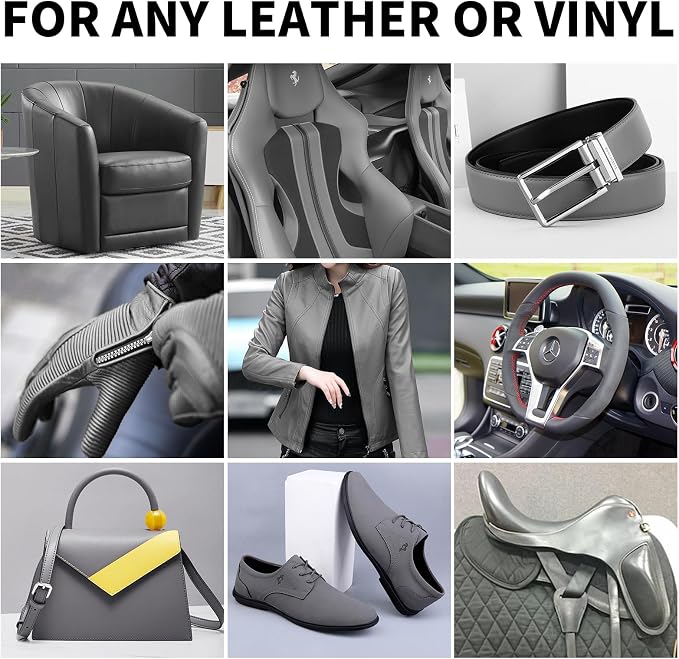 SHADAIWUYU 8.5oz Leather Recoloring Balm with 100ml Mink Oil,Dark Gray Leather Repair kit for Furniture and Car Interior,Leather Couch Scratch Repair,Leather Dye Paint,Mink Oil for Leather