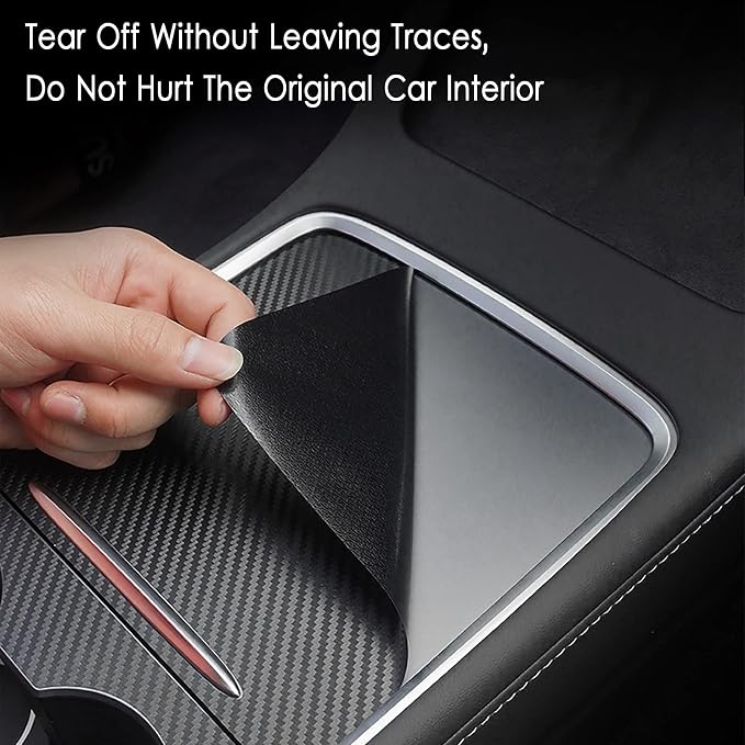 Farmogo Center Console Carbon Fiber Wrap Kit for Tesla Model Y 2020-2024 & Model 3 2021-2023 2PCS Center Console Cover Interior Decoration Wrap Kit for Tesla Model Y/3 Accessories (Matte Carbon Fiber)