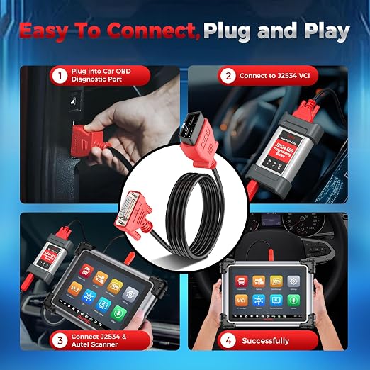 Autel Original OBD2 Main Test Cable - 16 Pin 3 Rows OBDII Diagnostic Test Connector, Only for MaxiSys MS908P, MS908S PRO II, MK908 Pro II, MS908CV II, Elite II, MS909, MS919, Ultra Lite, Ultra