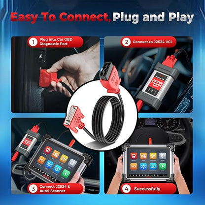 Autel Original OBD2 Main Test Cable - 16 Pin 3 Rows OBDII Diagnostic Test Connector, Only for MaxiSys MS908P, MS908S PRO II, MK908 Pro II, MS908CV II, Elite II, MS909, MS919, Ultra Lite, Ultra