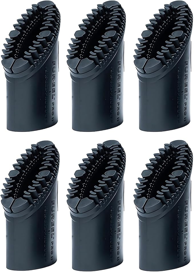 FUR-EEL PRO 2.0 Replacement Brush Heads, 6 Washable Rubber Refills for FUR-EEL Fang Handle, Pet Hair Remover Heads for 1-1/4, 1-3/8 & 1-1/2 in Compatible Kits