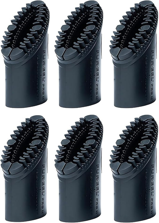 FUR-EEL PRO 2.0 Replacement Brush Heads, 6 Washable Rubber Refills for FUR-EEL Fang Handle, Pet Hair Remover Heads for 1-1/4, 1-3/8 & 1-1/2 in Compatible Kits